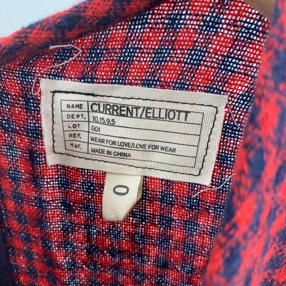 Current/Elliot red plaid raw hem high low dress 0 - Picture 7 of 9